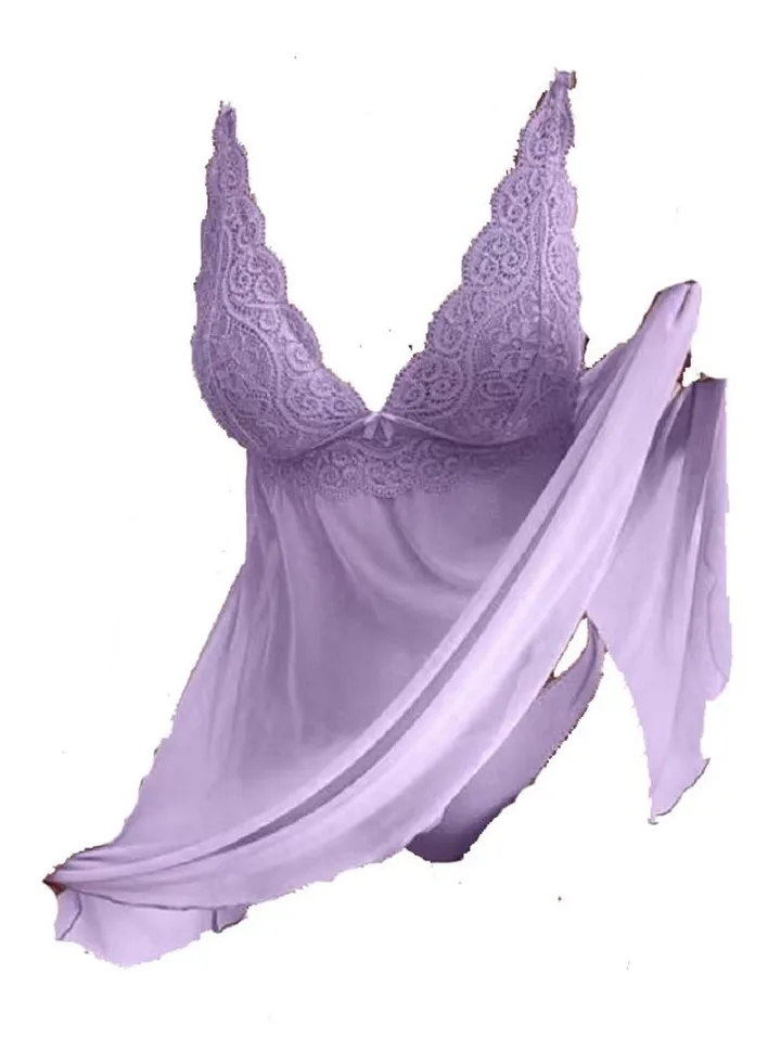 Women Transparent Lace Suspenders Cotton Lingerie Pajama Underwear Dress
