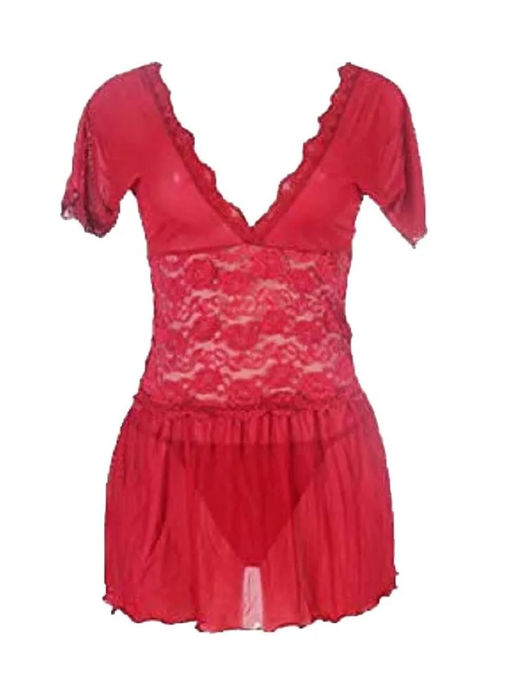 Lace Floral Night Dress Lingerie Babydoll