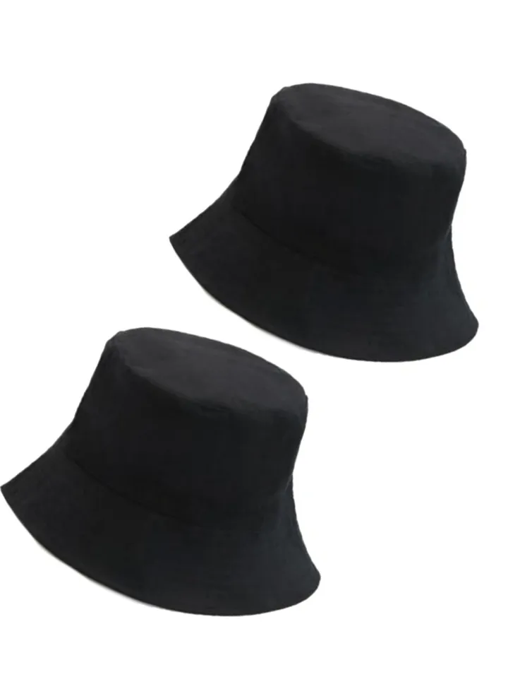 Bundle of 2 Foldable sun Cotton unisex bucket travel hat