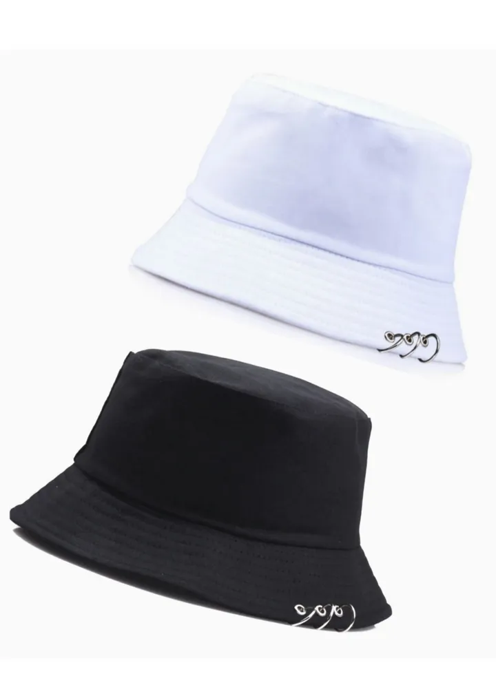 Bundle of 2 Unisex deep cotton foldable bucket hat with rings