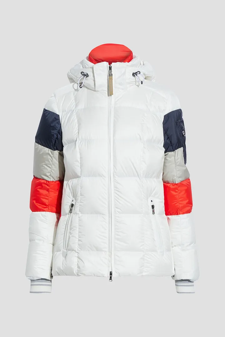 Dena quilted color-block hooded down ski jacket