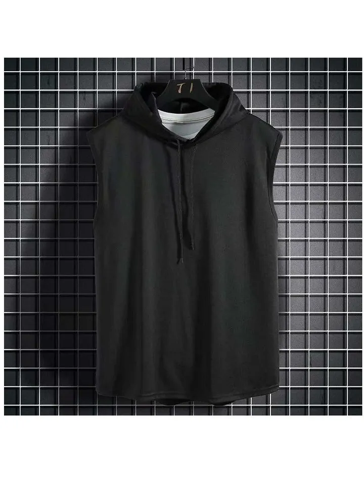 Summer Men Hoodie Vest Sleeveless Fitness Clothing Sweatshirt T-shirt