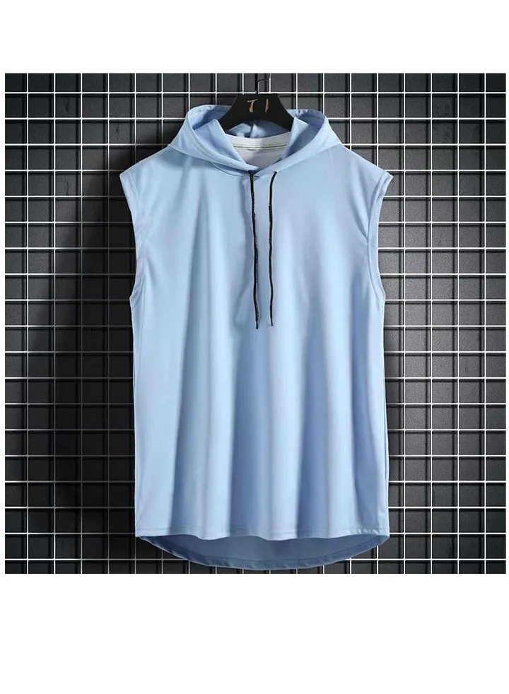 Summer Men Hoodie Vest Sleeveless Fitness Clothing Sweatshirt T-shirt