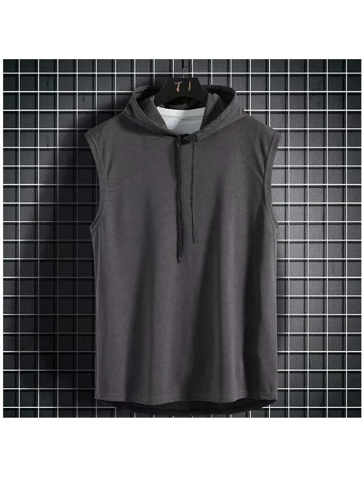 Summer Men Hoodie Vest Sleeveless Fitness Clothing Sweatshirt T-shirt