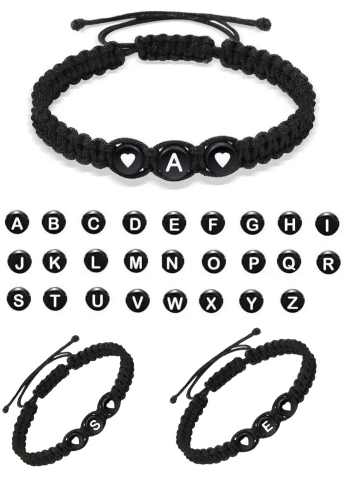 New Cross Border European and American Hand Jewelry Hand Knitted 26 Letter Bracelet for Women Exquisite Love Bracelet for Couples Mother's Day Bracelet for Mom Boyfriend Lover Gift