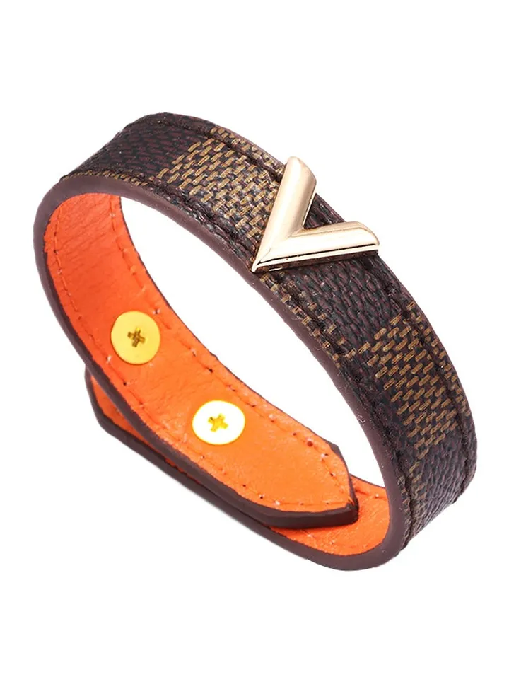 Letter V Design PU Leather Bracelet
