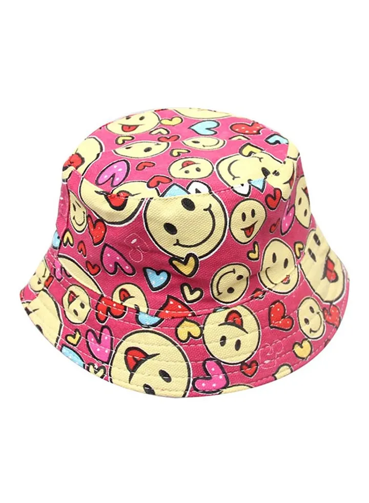 Printed Summer Hat Pink/Yellow