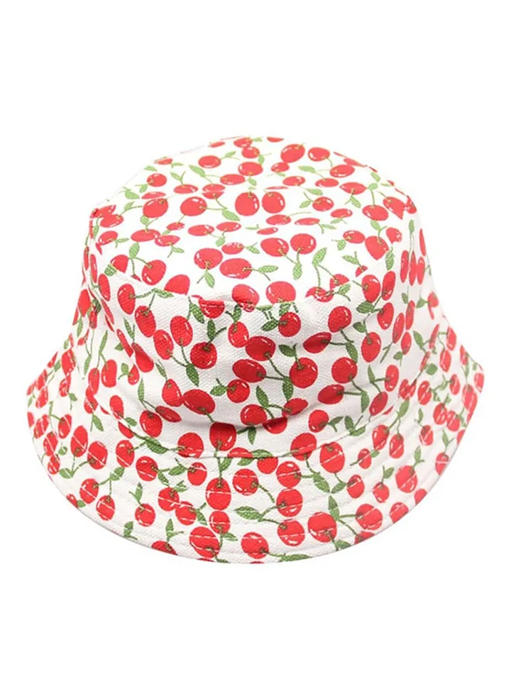 Printed Summer Hat White/Red