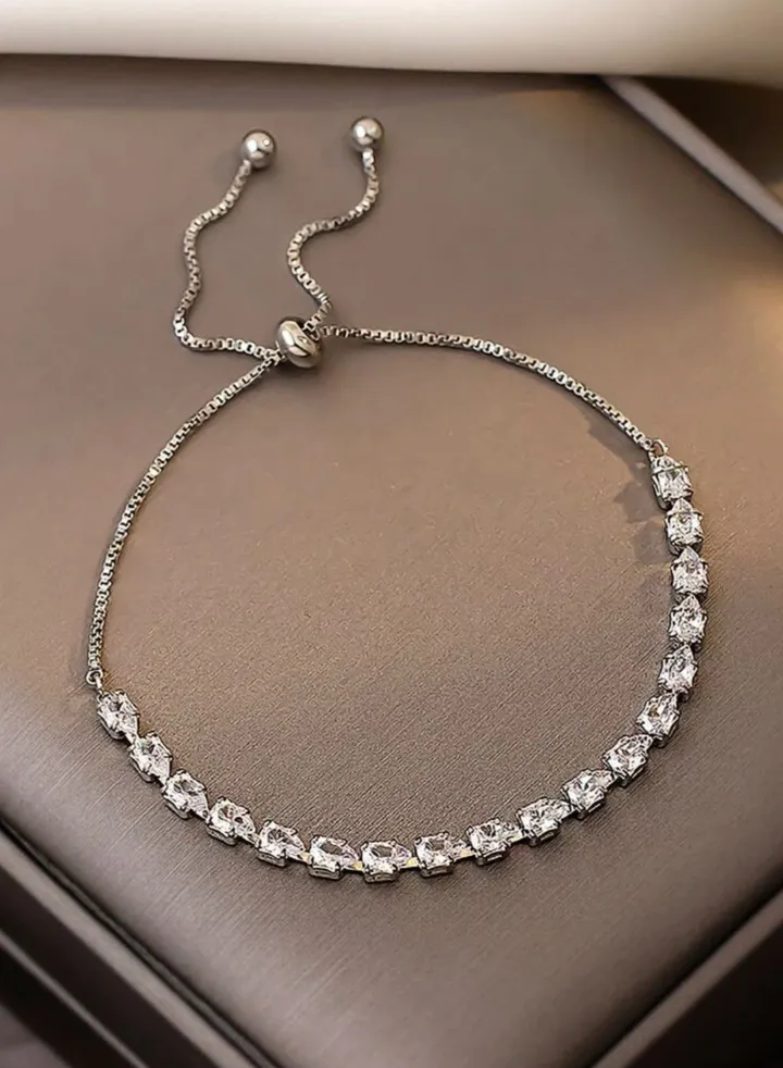 Luxury & Elegant Women's Silver Plated Bracelet Cubic Zirconia