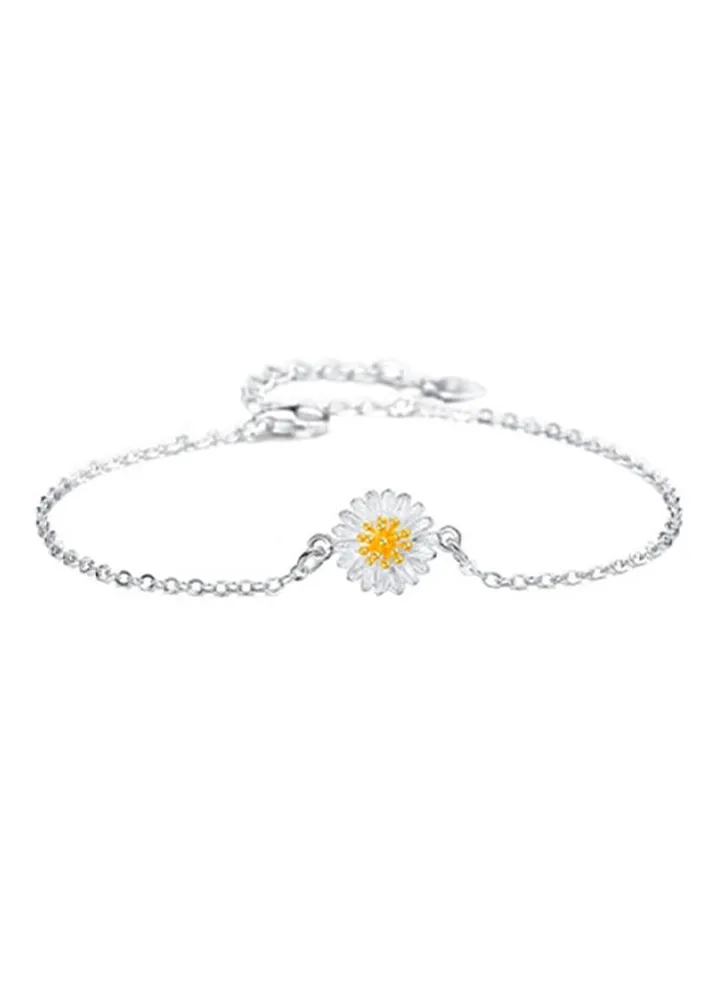 Silver Plated Gold Daisy Sunflower Women Adjustable Ankle Bracelet