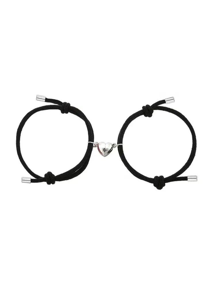 2pcs Magnetic Couple Bracelets for Women Men, Love Heart Shape Attraction Matching Bracelet Lover Gifts for Boyfriend Girlfriend Best Friend Handmade Rope Jewelry Bracelet Love Gift Chain