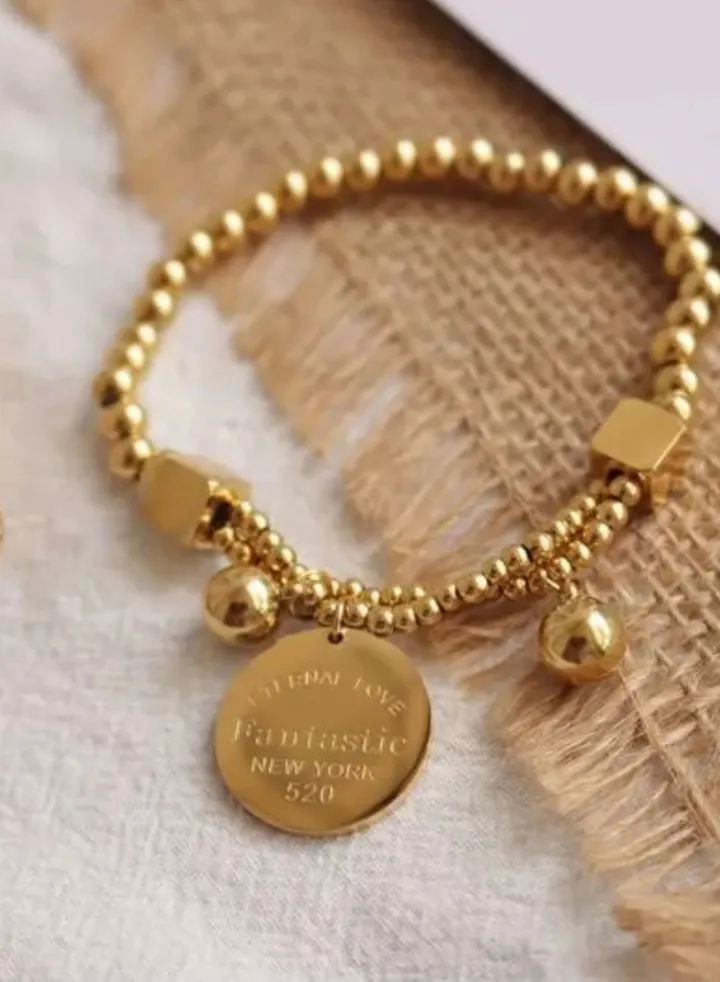 Stainless Steel Bracelet, Gold-Colored with A Modern Design for Women