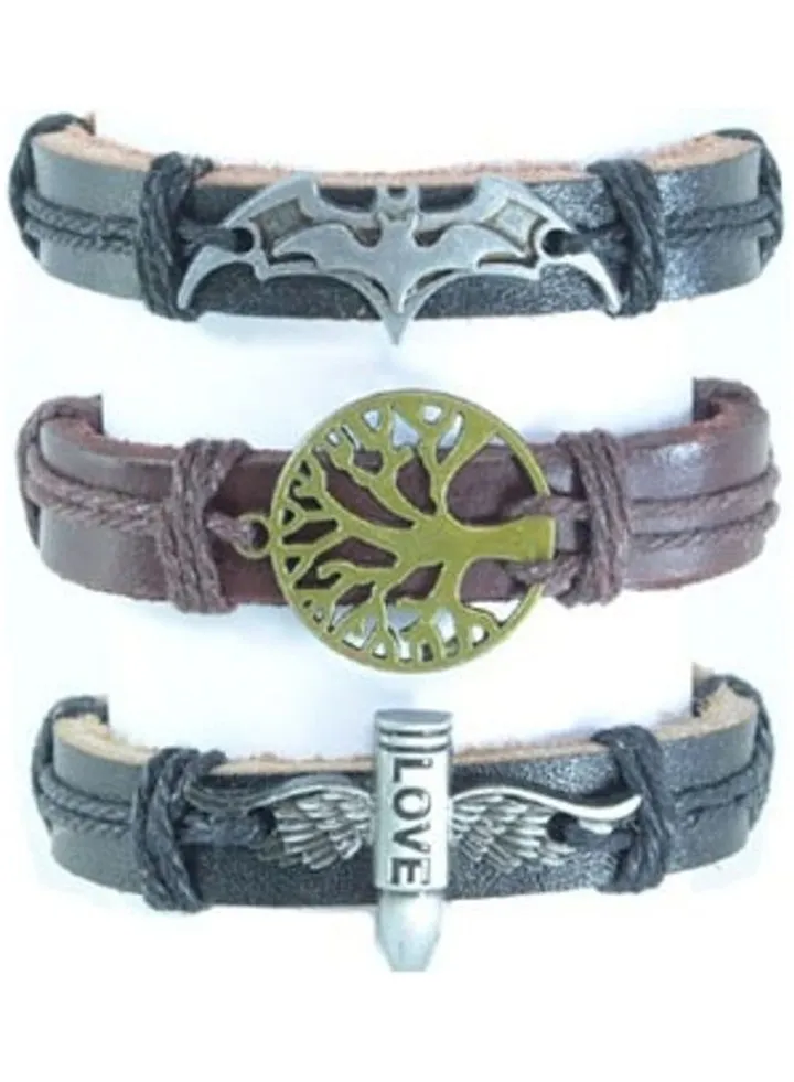 3-Piece Casual Leather Bracelet