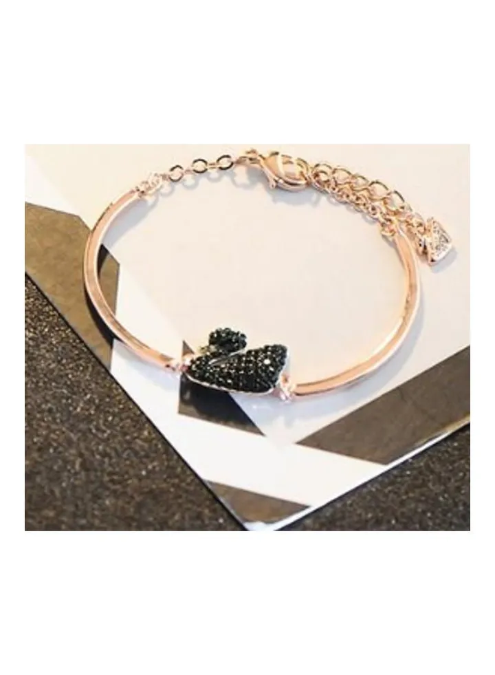 Women's Swan Bracelet With Black Crystals