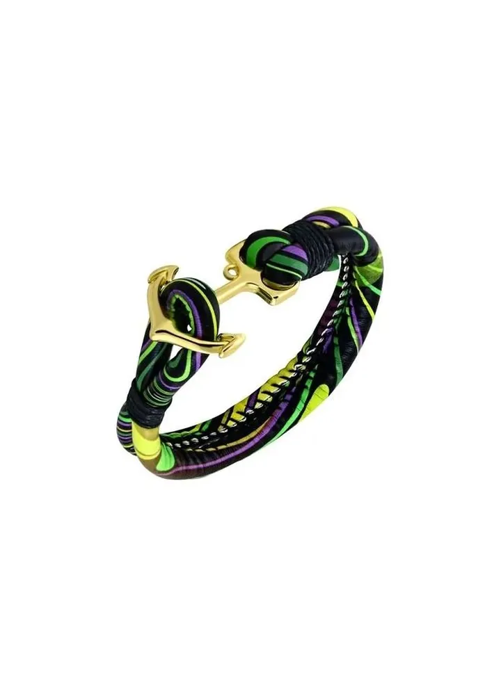 PU Leather Gold Plated Anchor Toggle Bracelet