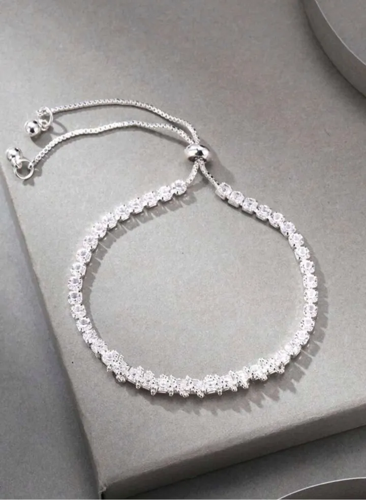 Luxury & Elegant Women's Silver Plated Bracelet Cubic Zirconia