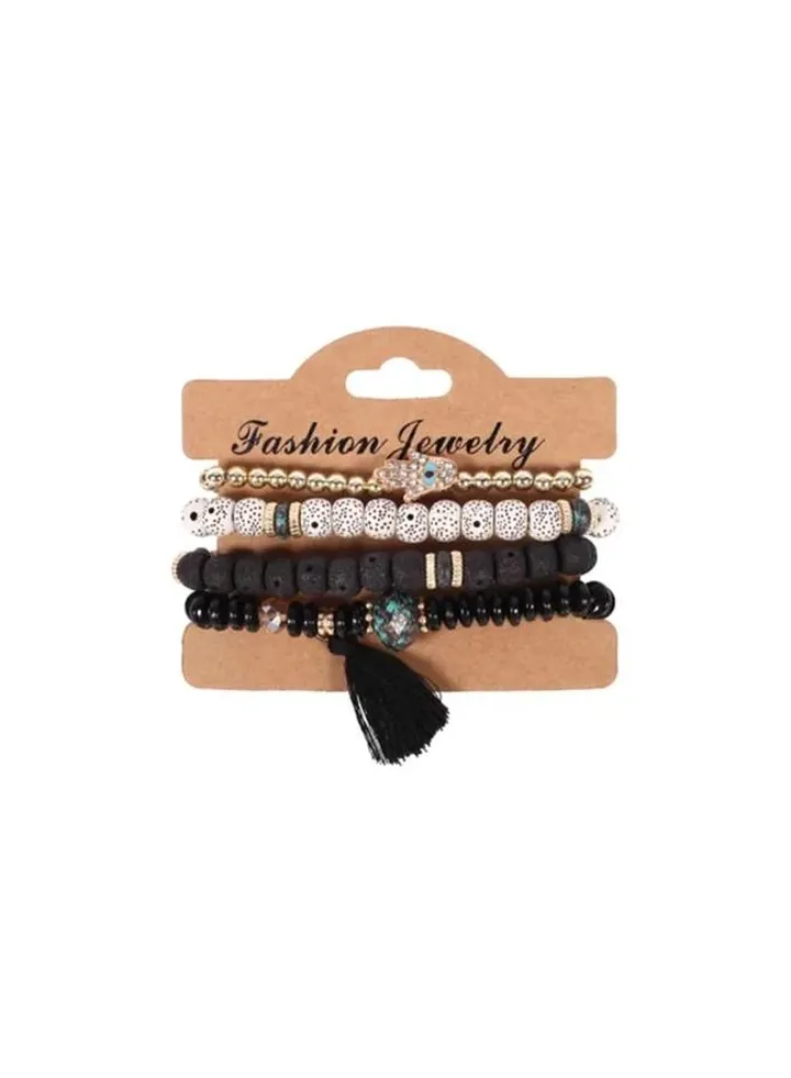 4-Piece Beaded Vintage Tassels Bracelet Set