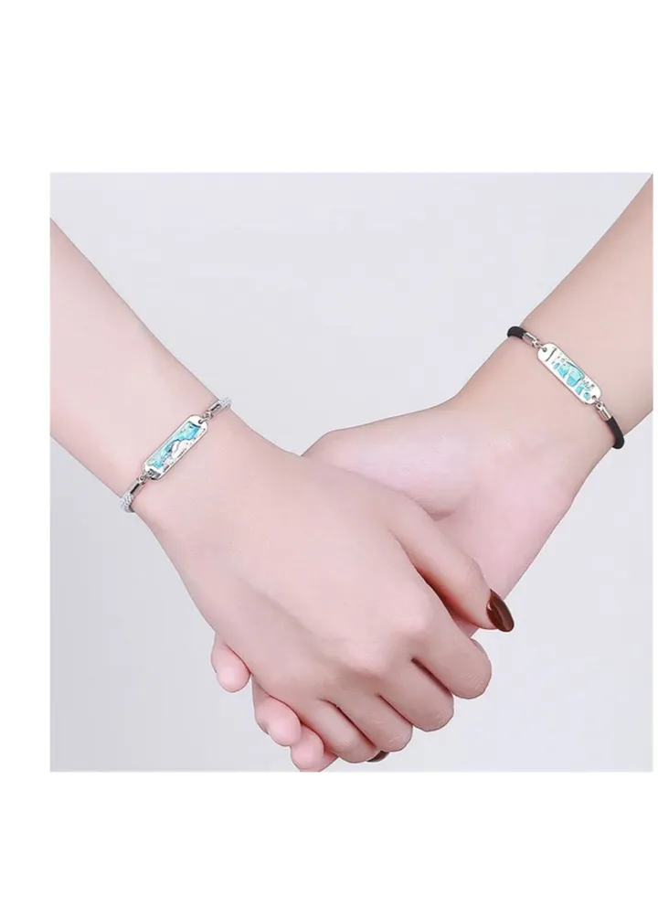 2 Pcs 925 Sterling Silver Bracelet For Lovers Couple