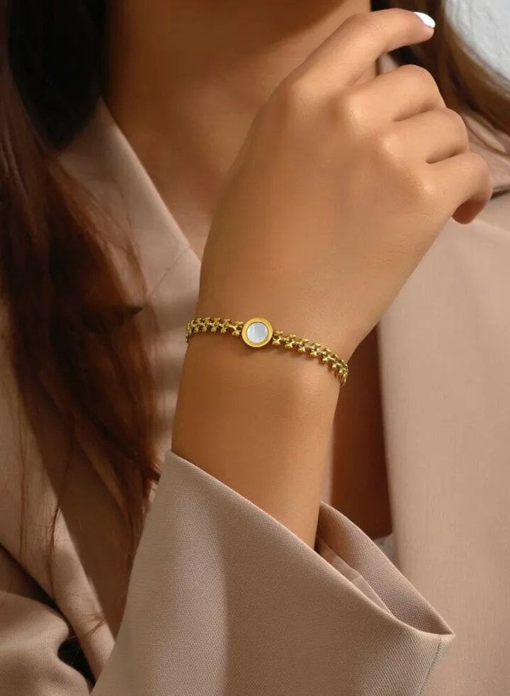 18k Gold Plated Stainless Steel Bracelet For Women