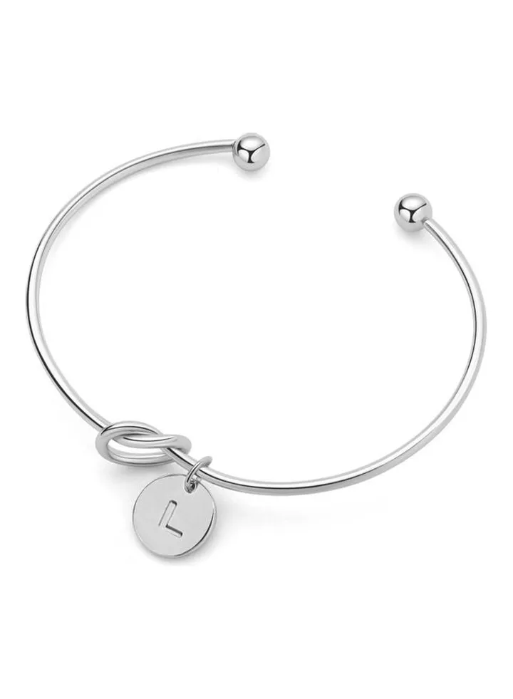 Letter L Engraved Stainless Steel Bracelet