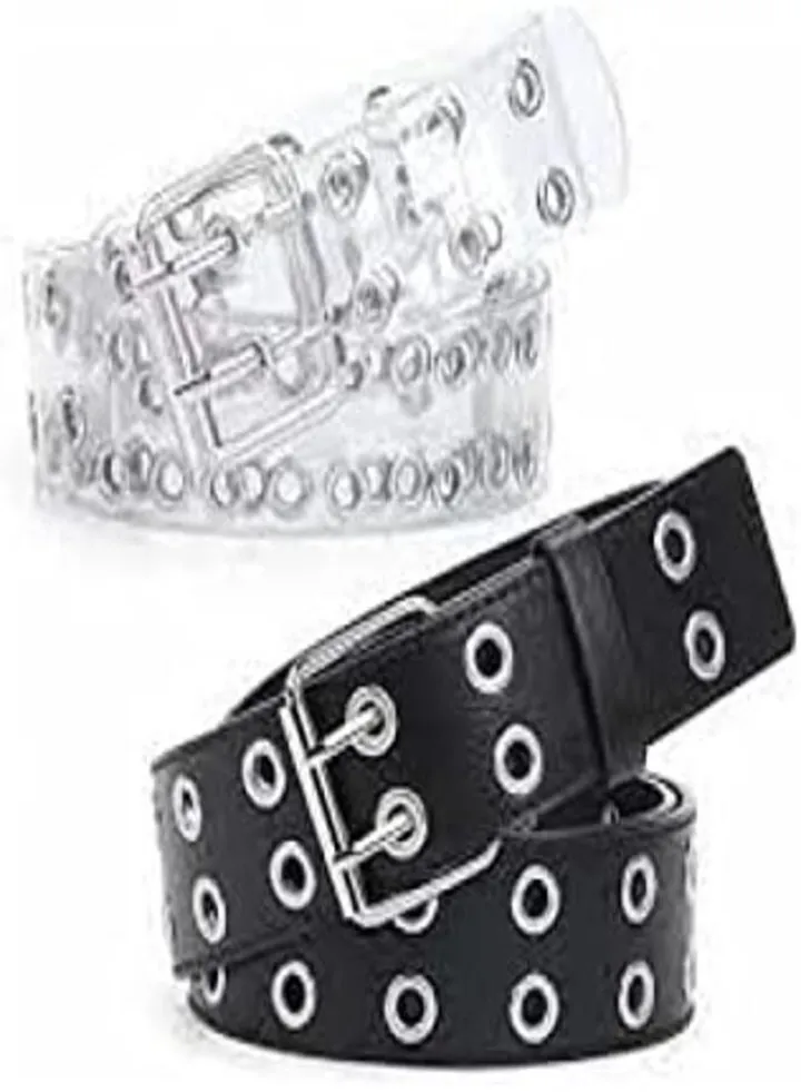 A set of 2 black and clear belts