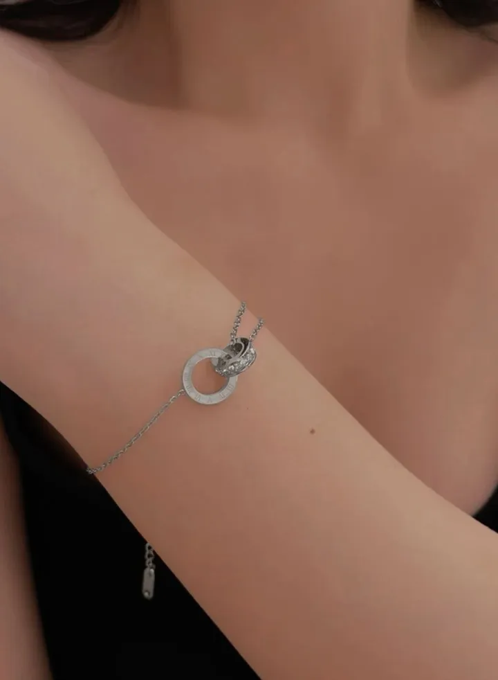 Elegant Silver Plated Stainless Steel Bracelet For Women