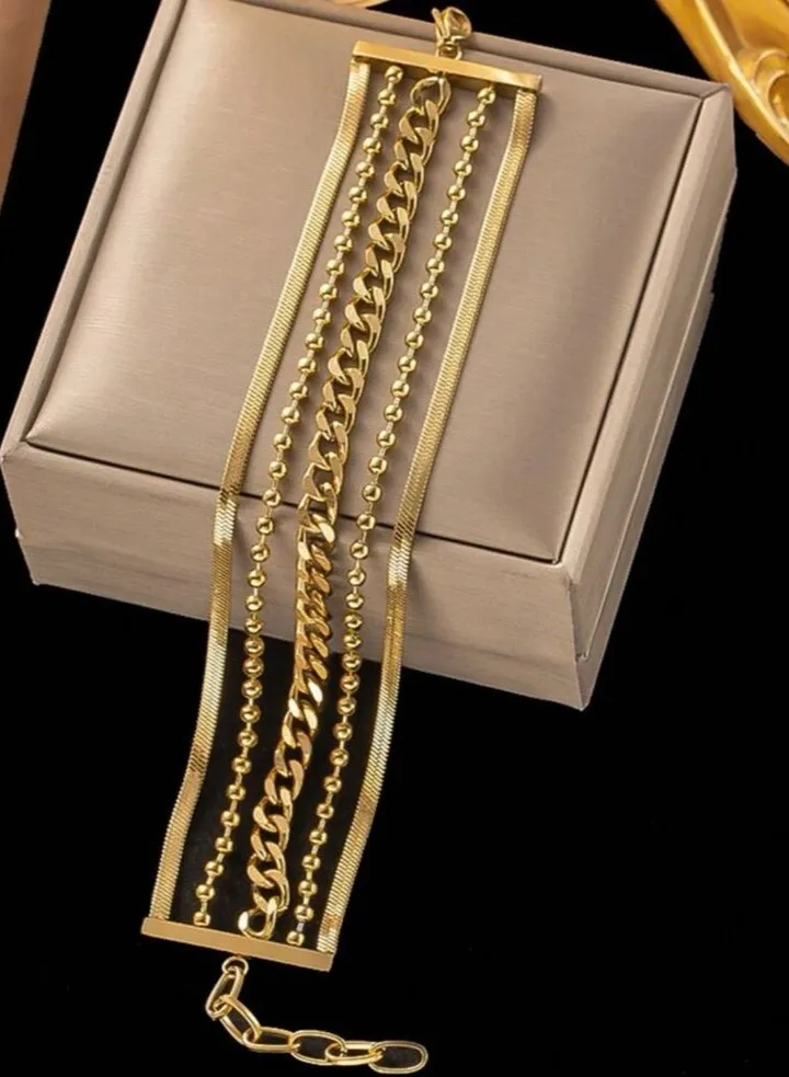 Elegant Women's Gold Plated Stainless Steel Bracelet