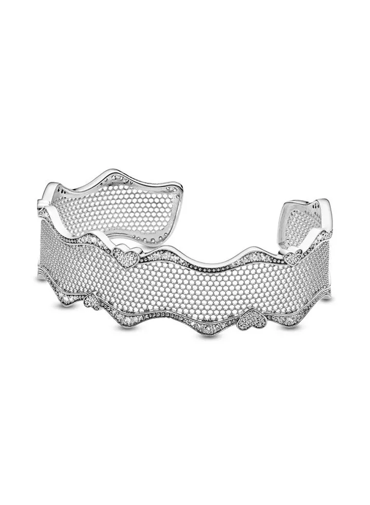 Sterling Silver Cubic Zirconia Mesh Bracelet