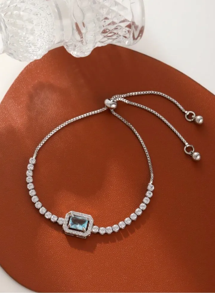 Luxury & Elegant Women's Silver Plated Bracelet Cubic Zirconia 