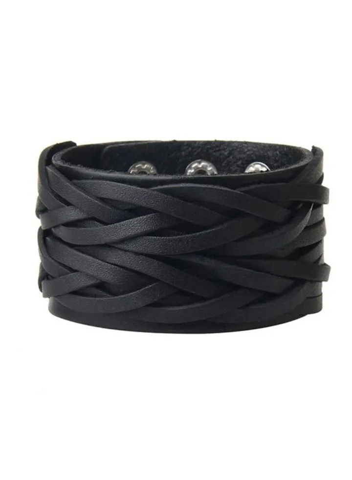 Retro Weave Wide Leather Bracelet