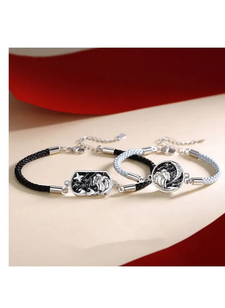 2 Pcs 925 Sterling Silver Bracelet For Lovers Couple