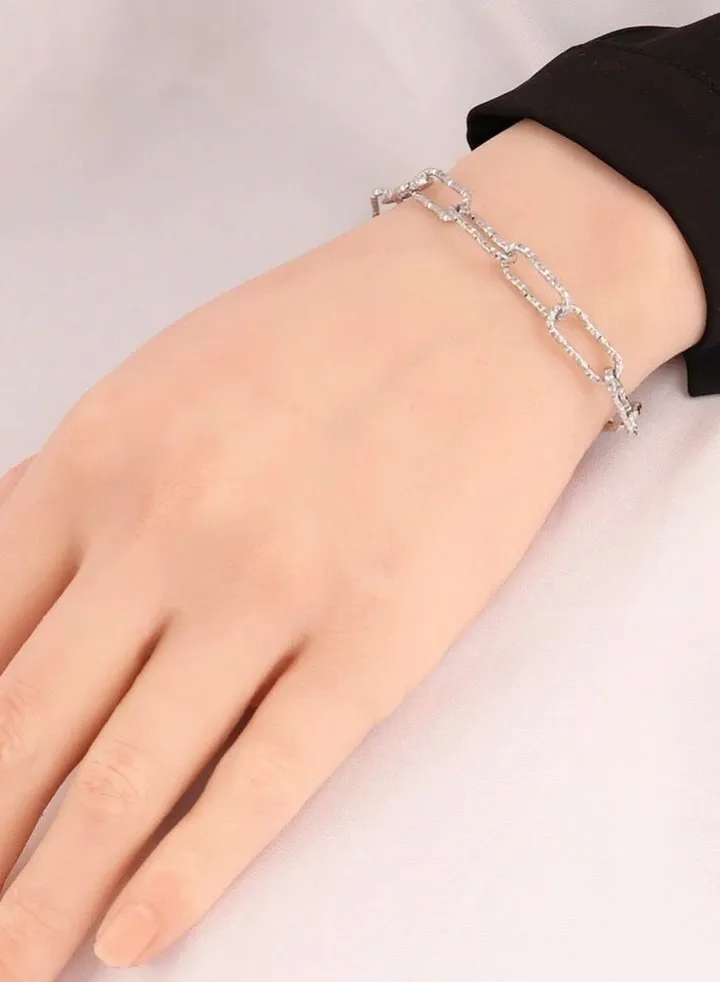 Elegant Silver Plated Stainless Steel Bracelet For Women