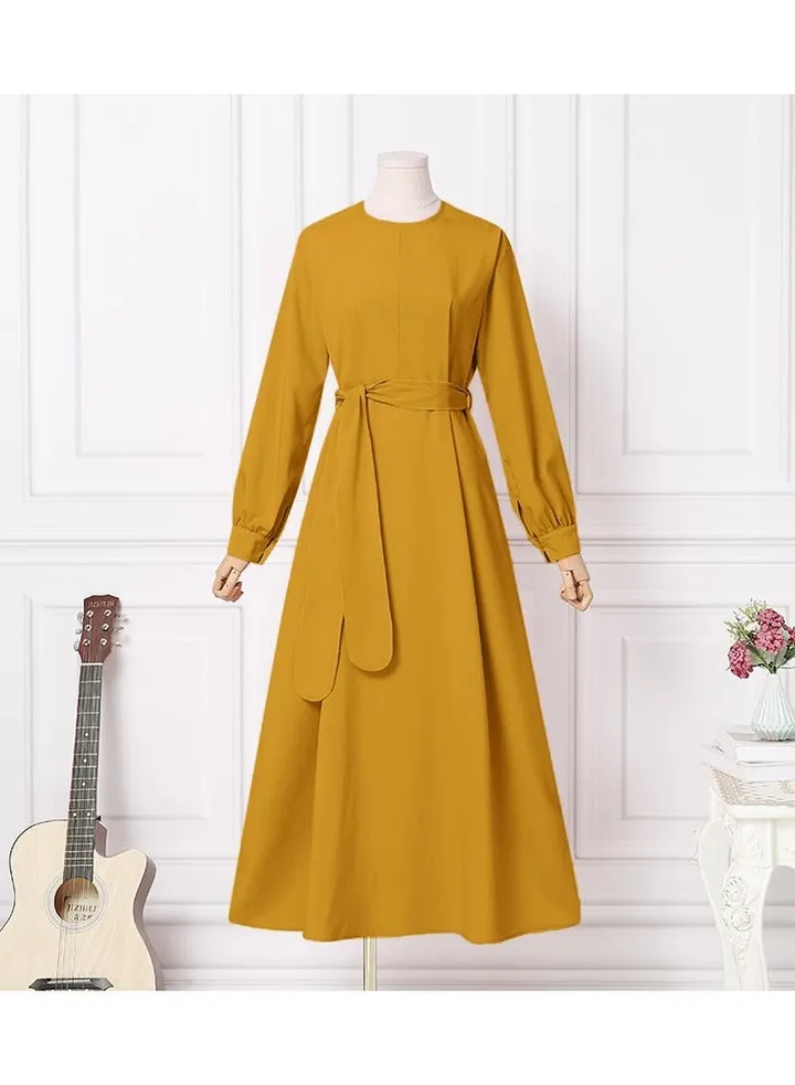 Women's Long Sleeved Solid Color Dress