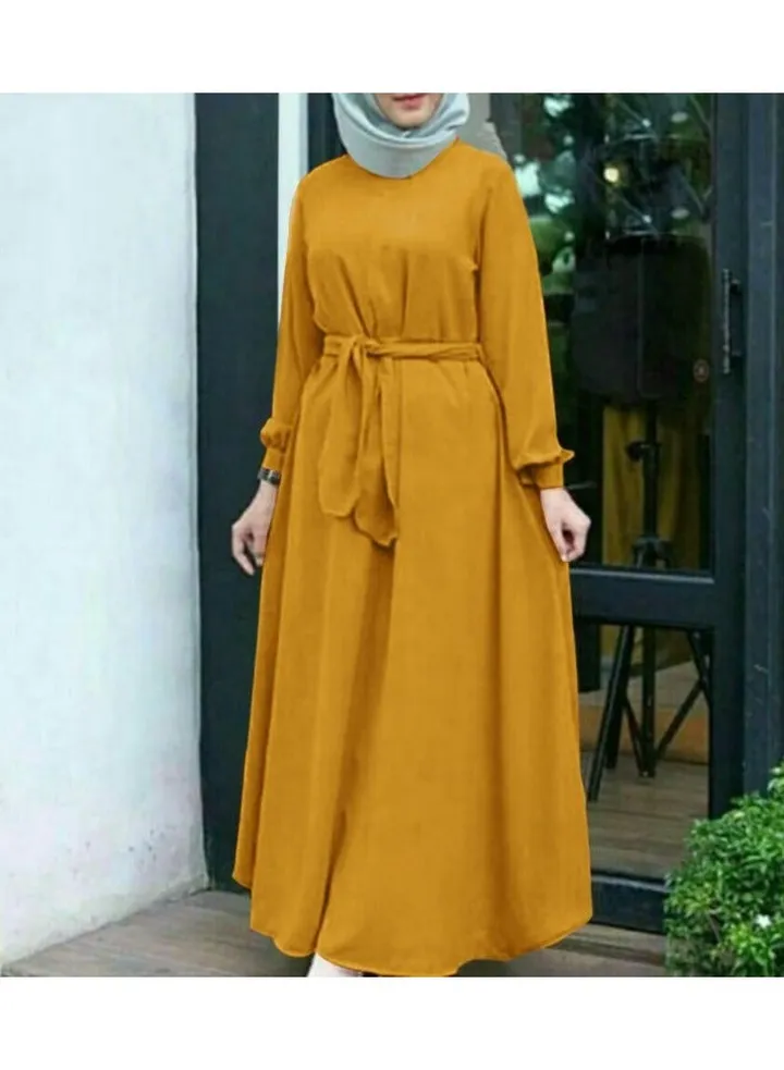 Women's Long Sleeved Solid Color Dress