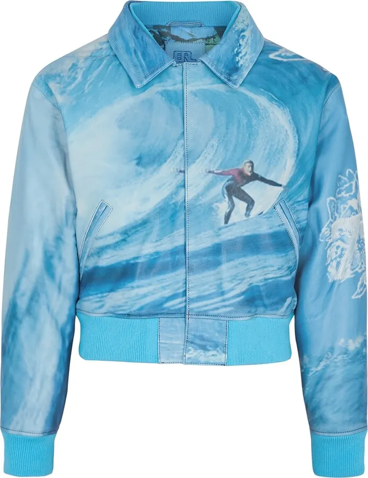 Erl Printed Leather Bomber Jacket
