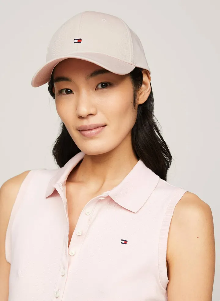 Women's Essential Flag Embroidery Baseball Cap - Pure organic cotton twill, Pink