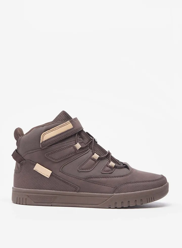 Boys Textured Boots with Hook and Loop Closure