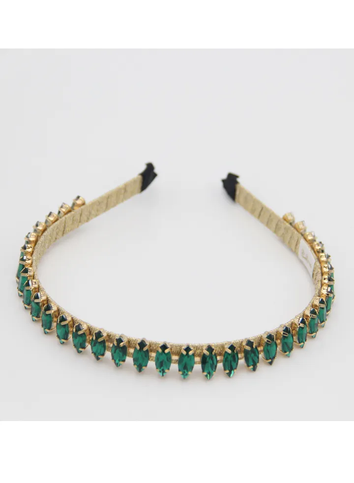 Headband Amy For Girls Emarald Green Stones
