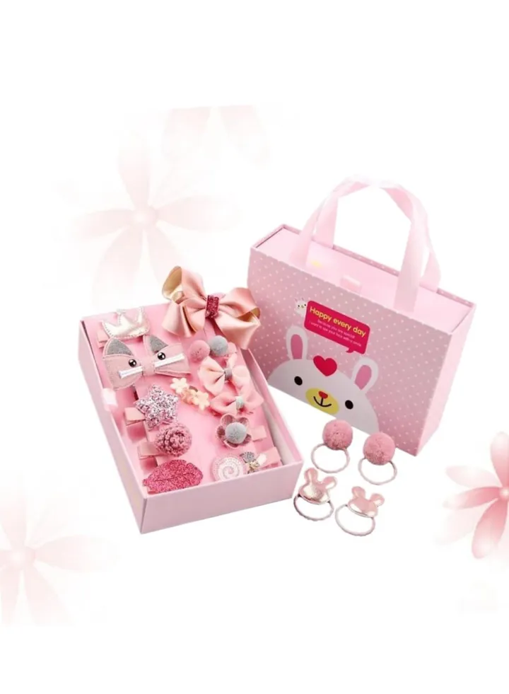 18-Piece Girl Exquisite Headdress Set Gift Box Lovely Hairpin Headdress Flower Head wear For Little Girls