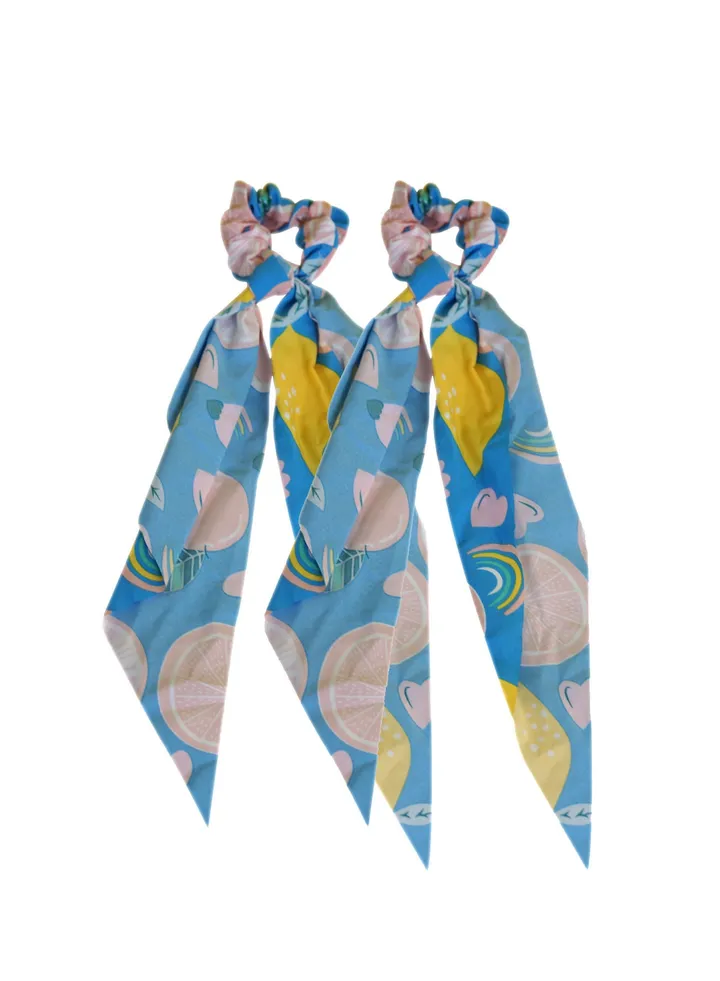 2-Pcs Ribbon Bow Scrunchies Hair Bands