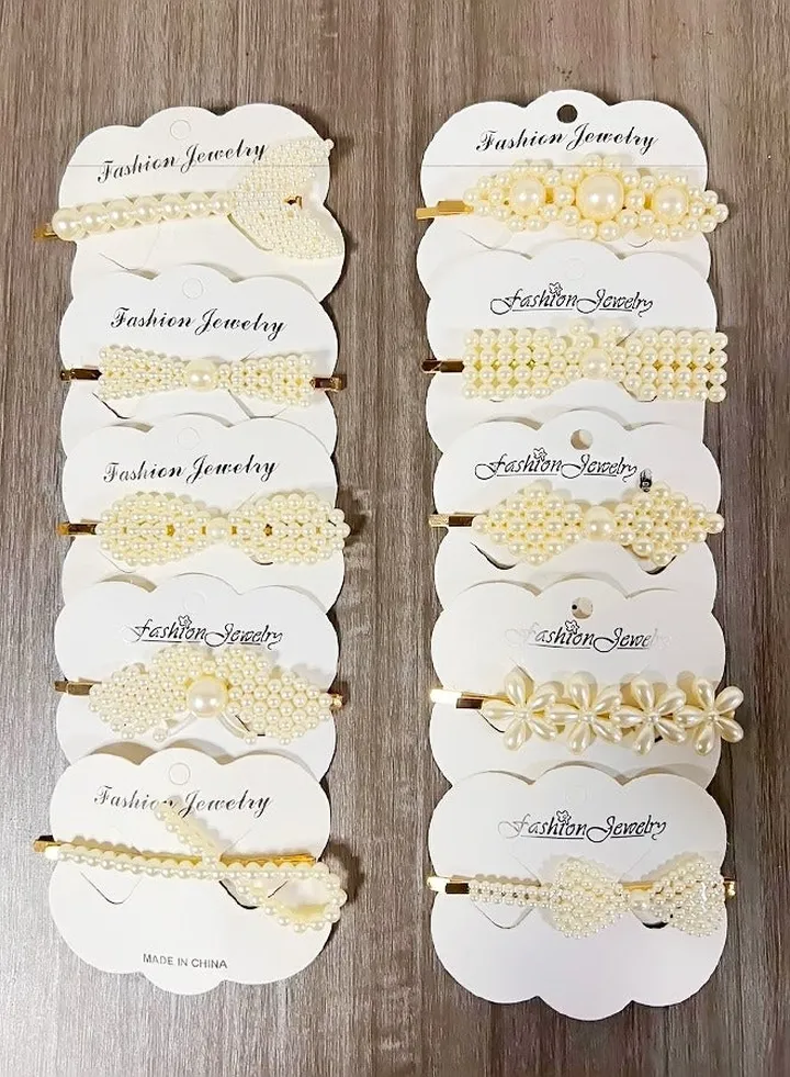 10-Pieces Toddler Girls Faux Pearl Decor Cute Baby Girl's Hair Accessories Clips Hair Ties