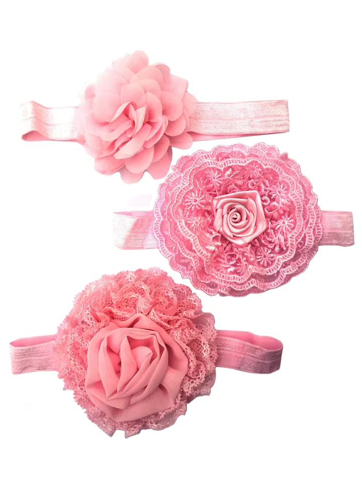3 piece Pink Headband Set for Baby Girls