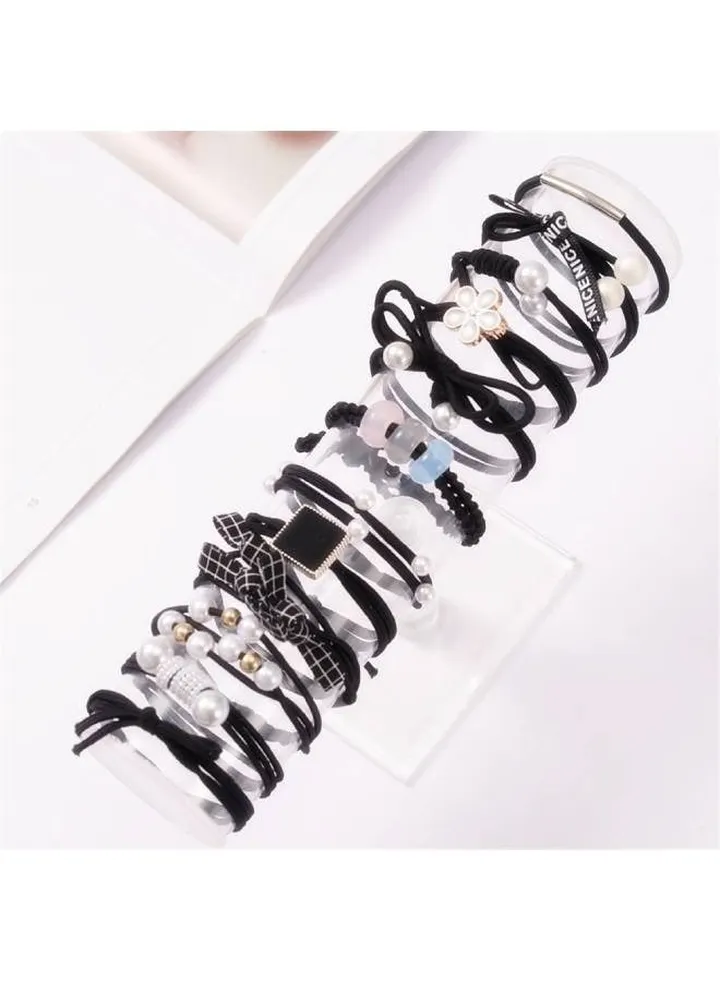 12-Pieces Faux Pearl Decor Cute Baby Girl's Hair Accessories Clips Elastic Hair Tie For Girls
