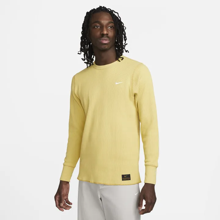 Nike Men's Life Long-Sleeve Heavyweight Waffle Top in Yellow