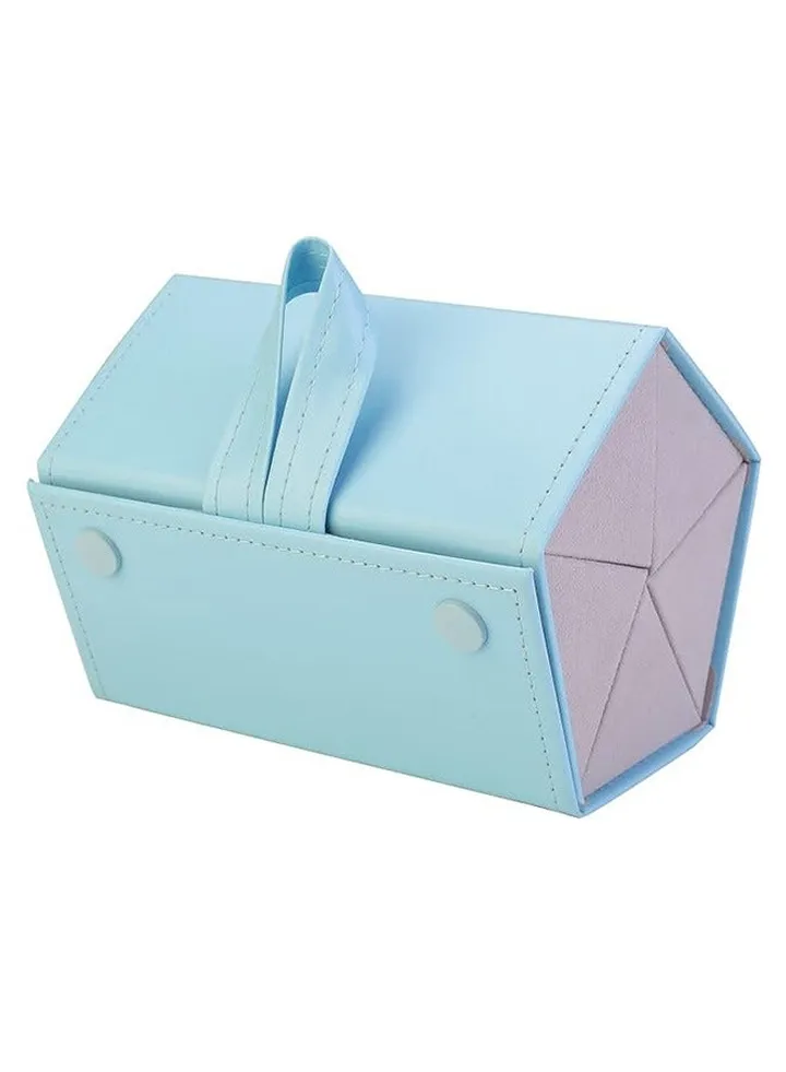 Sunglasses Organizer with 5 Slots, Travel Glasses Case, Multiple Pairs Portable Eyeglasses Storage Box, PU Leather Hanging Wall Eyeglasses Storage (Blue)