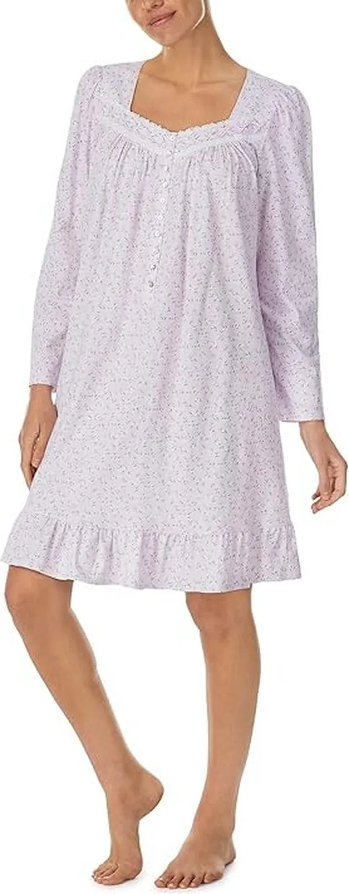 Eileen West Long Sleeve Short Nightgown (Pink Ground Ditsy) Women's Pajama