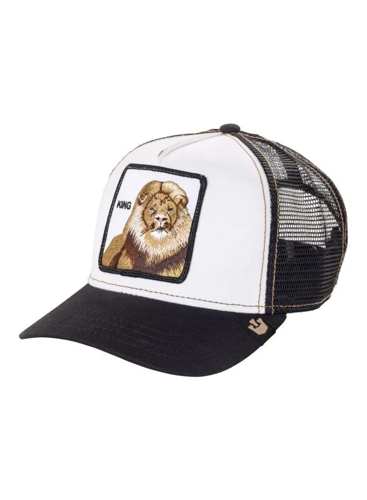 King Baseball Themed Mesh Cap Black/White/Beige