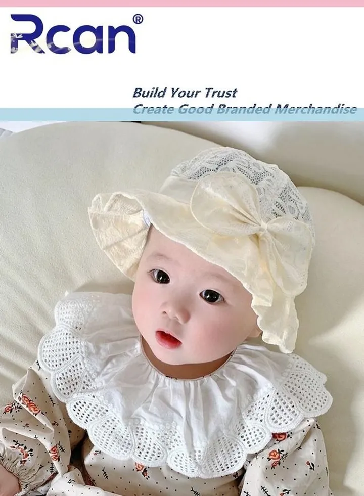 Girl Windproof Sunscreen Cap Bowknot Princess Decorative Hat 3-18 Months Yellow