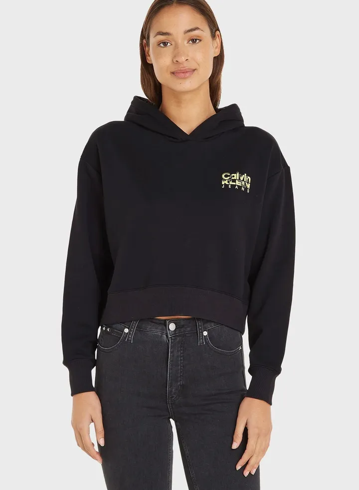 Logo Knitted Crop Hoodie
