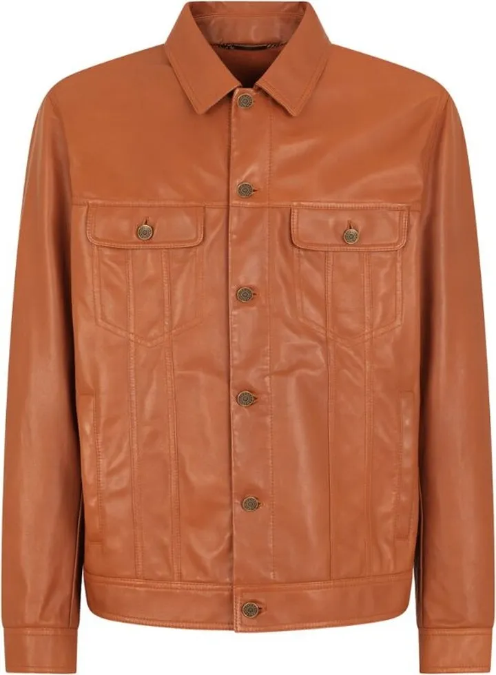 Dolce & Gabbana Button-Up Leather Jacket